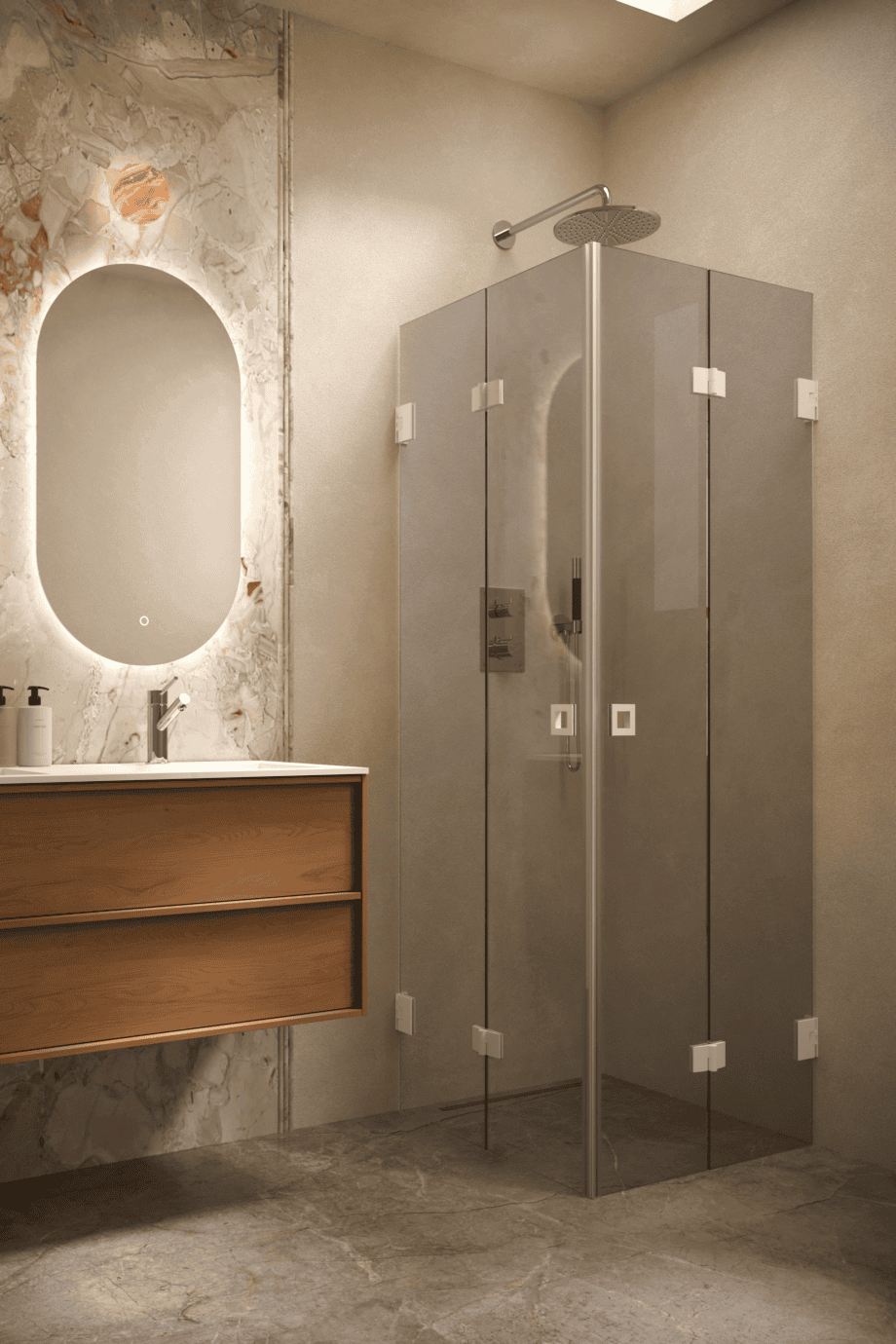 Shower enclosure Hietakari Vetro 546, white fittings, grey tinted glass Shower enclosure Hietakari Vetro 546, white fittings, grey tinted glass