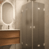 Shower enclosure Hietakari Vetro 546, white fittings, grey satin glass Shower enclosure Hietakari Vetro 546, white fittings, grey satin glass