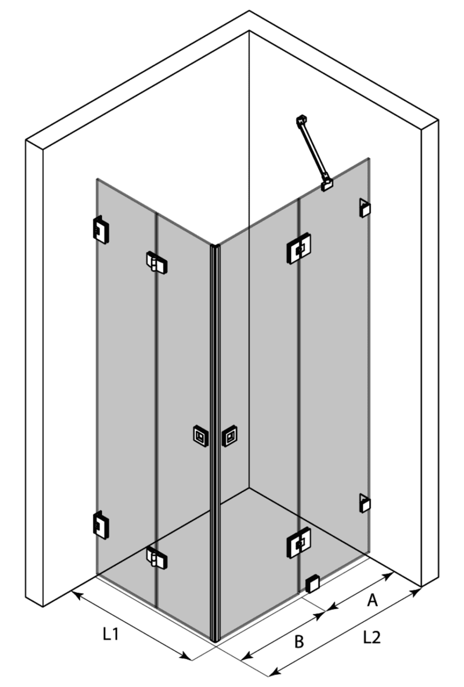 Shower enclosure Hietakari Vetro 547 – 3D drawing Shower enclosure Hietakari Vetro 547 – 3D drawing