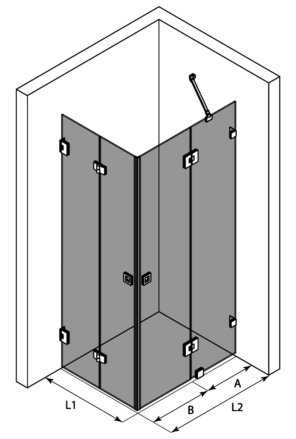 Shower enclosure Hietakari Vetro 547 – 3D drawing Shower enclosure Hietakari Vetro 547 – 3D drawing