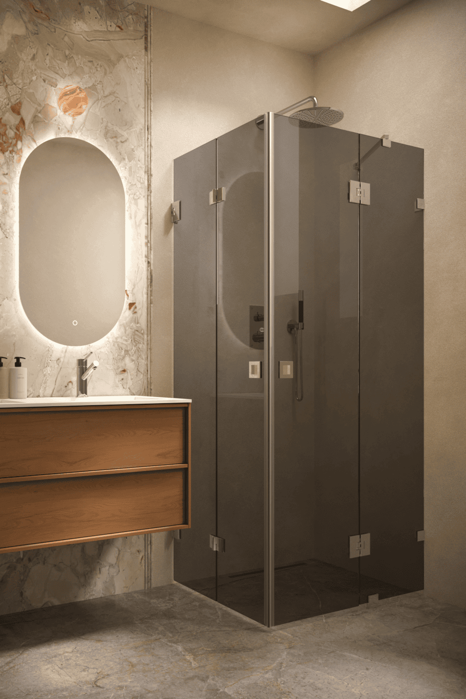 Shower enclosure Hietakari Vetro 547, chrome fittings, black glass Shower enclosure Hietakari Vetro 547, chrome fittings, black glass