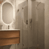 Shower enclosure Hietakari Vetro 547, brass fittings, grey tinted glass Shower enclosure Hietakari Vetro 547, brass fittings, grey tinted glass