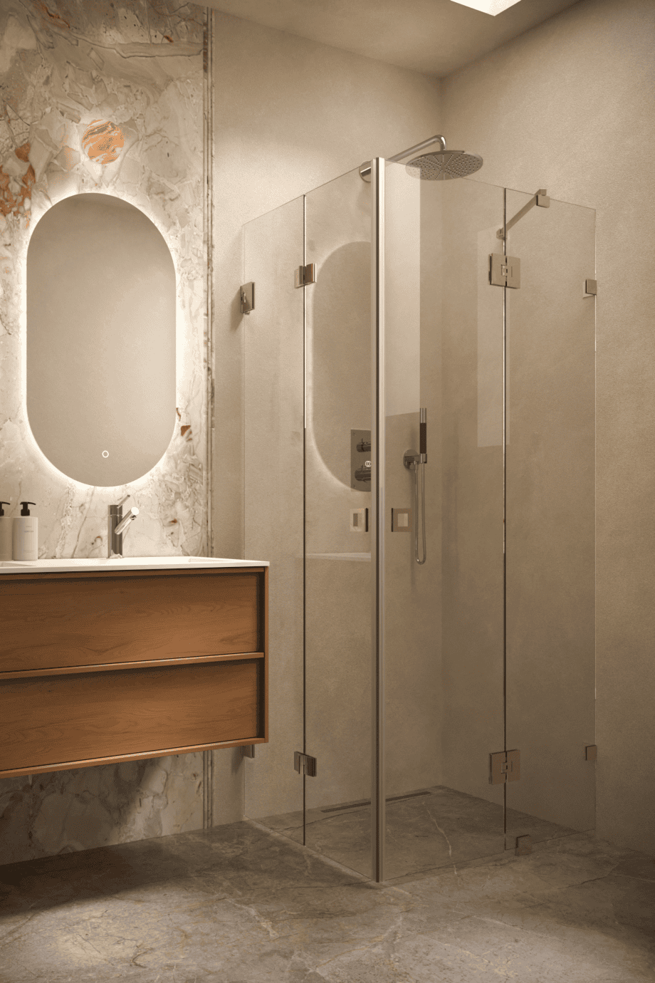 Shower enclosure Hietakari Vetro 547, brass fittings, super bright glass Shower enclosure Hietakari Vetro 547, brass fittings, super bright glass