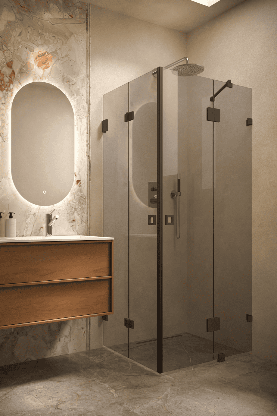 Shower enclosure Hietakari Vetro 547, black fittings, grey tinted glass Shower enclosure Hietakari Vetro 547, black fittings, grey tinted glass