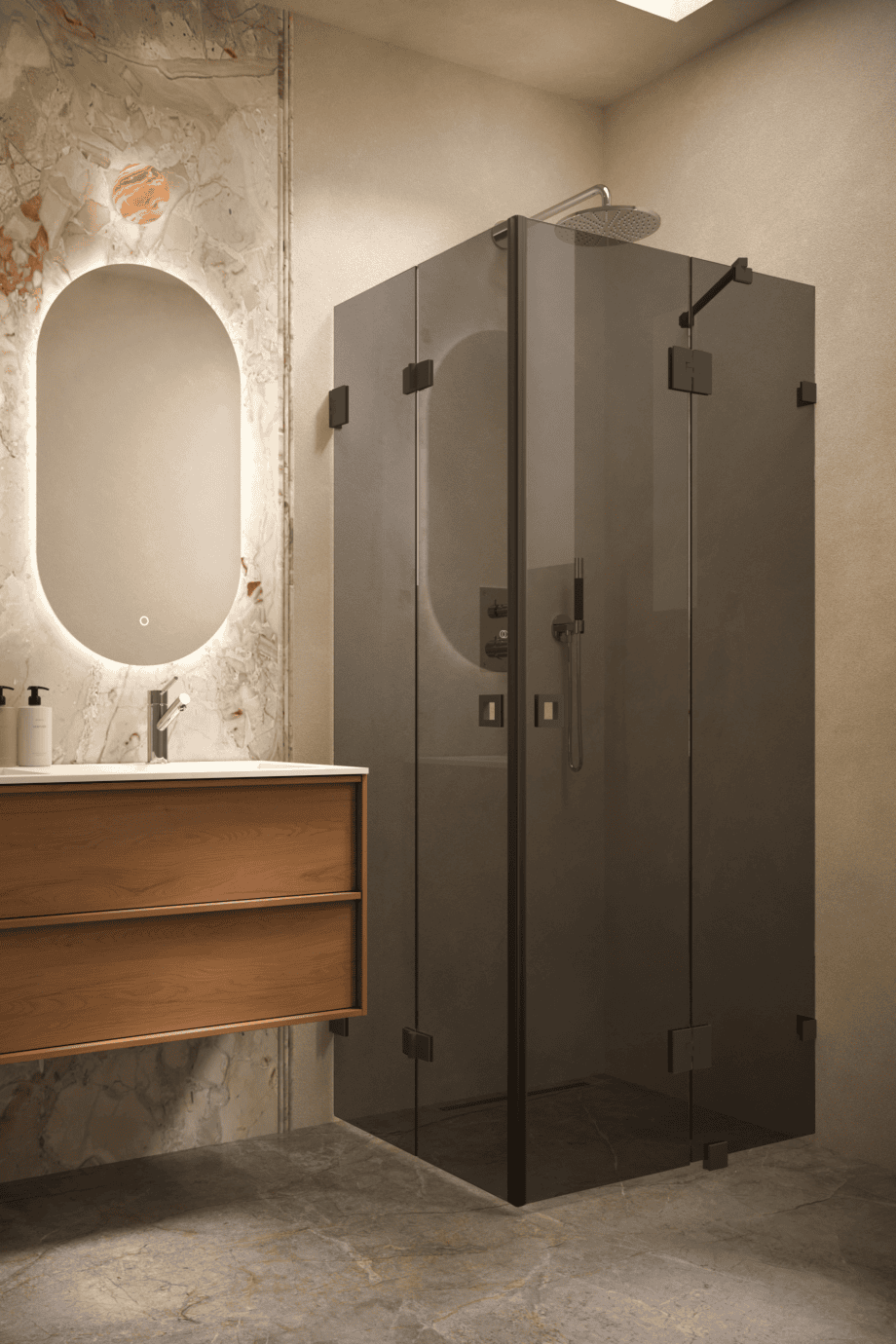 Shower enclosure Hietakari Vetro 547, black fittings, black glass Shower enclosure Hietakari Vetro 547, black fittings, black glass
