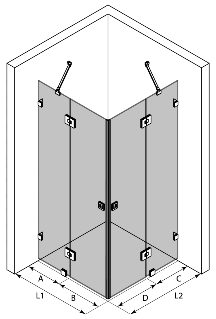 Shower enclosure Hietakari Vetro 548 ā 3D drawing Shower enclosure Hietakari Vetro 548 ā 3D drawing