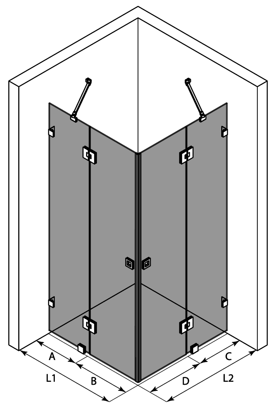 Shower enclosure Hietakari Vetro 548 ā 3D drawing Shower enclosure Hietakari Vetro 548 ā 3D drawing