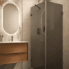 Shower enclosure Hietakari Vetro 548, Cocoa fittings, black glass Shower enclosure Hietakari Vetro 548, Cocoa fittings, black glass