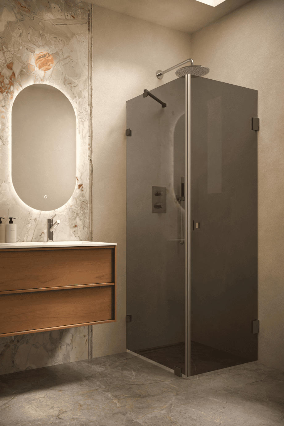 Shower enclosure Hietakari Vetro 548, Cocoa fittings, black glass Shower enclosure Hietakari Vetro 548, Cocoa fittings, black glass