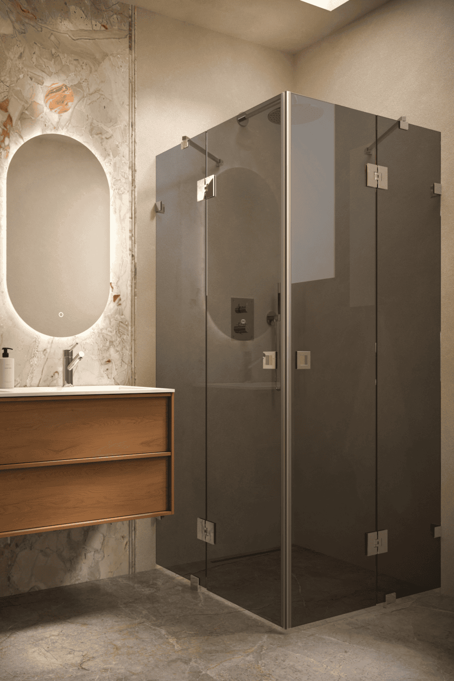 Shower enclosure Hietakari Vetro 548, chrome fittings, black glass Shower enclosure Hietakari Vetro 548, chrome fittings, black glass