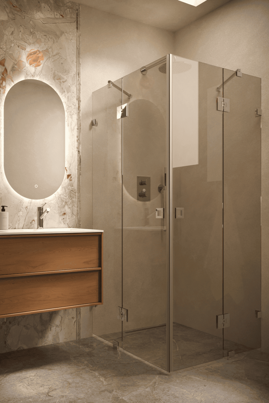 Shower enclosure Hietakari Vetro 548, chrome fittings, bronze tinted glass Shower enclosure Hietakari Vetro 548, chrome fittings, bronze tinted glass