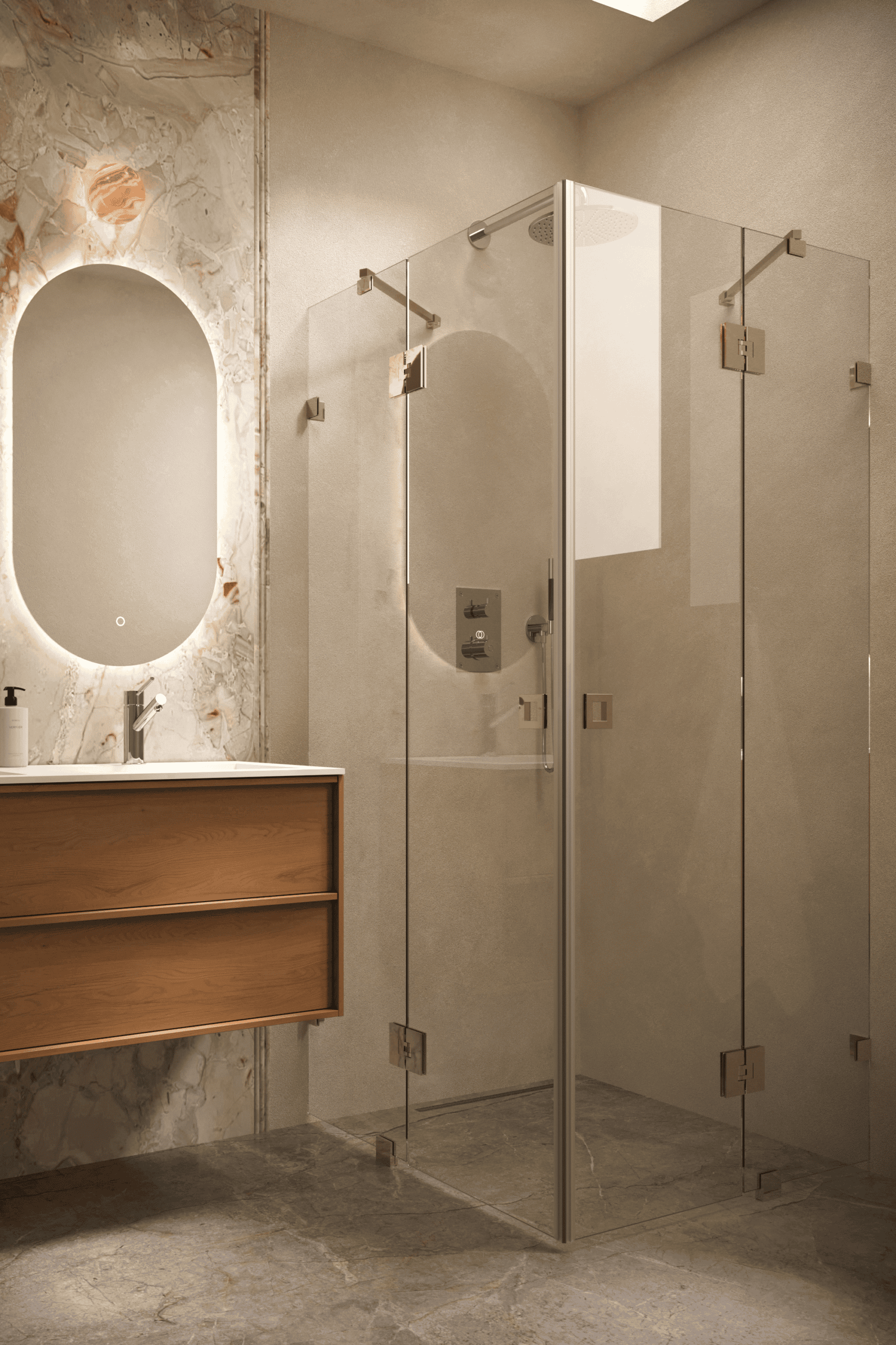 Shower enclosure Hietakari Vetro 548, brass fittings, clear glass Shower enclosure Hietakari Vetro 548, brass fittings, clear glass