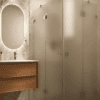 Shower enclosure Hietakari Vetro 548, brass fittings, satin frosted glass Shower enclosure Hietakari Vetro 548, brass fittings, satin frosted glass