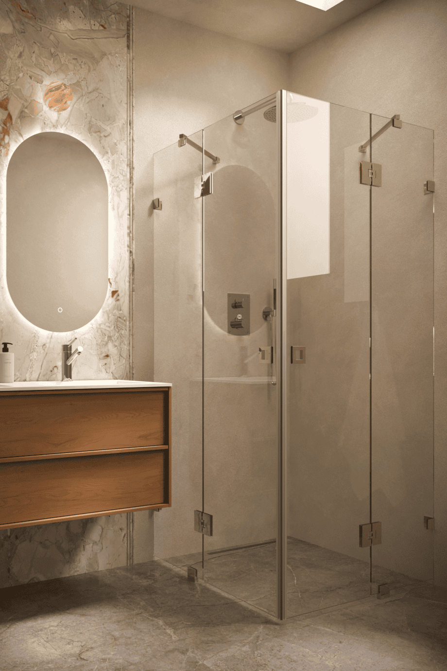 Shower enclosure Hietakari Vetro 548, brass fittings, super bright glass Shower enclosure Hietakari Vetro 548, brass fittings, super bright glass