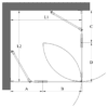 Shower enclosure Hietakari Vetro 548 ā dimension drawing Shower enclosure Hietakari Vetro 548 ā dimension drawing