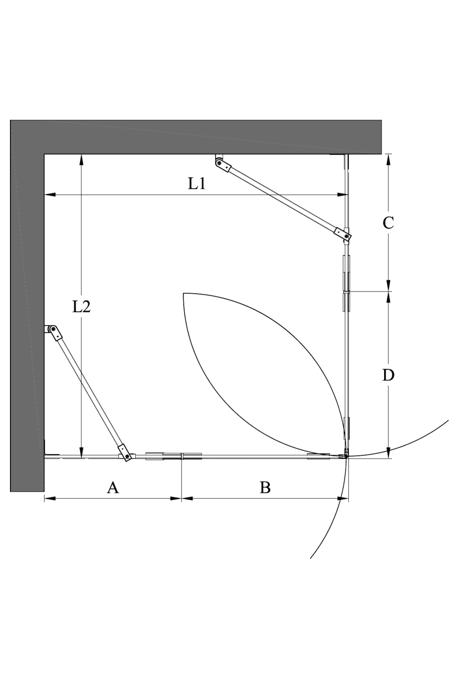 Shower enclosure Hietakari Vetro 548 ā dimension drawing Shower enclosure Hietakari Vetro 548 ā dimension drawing