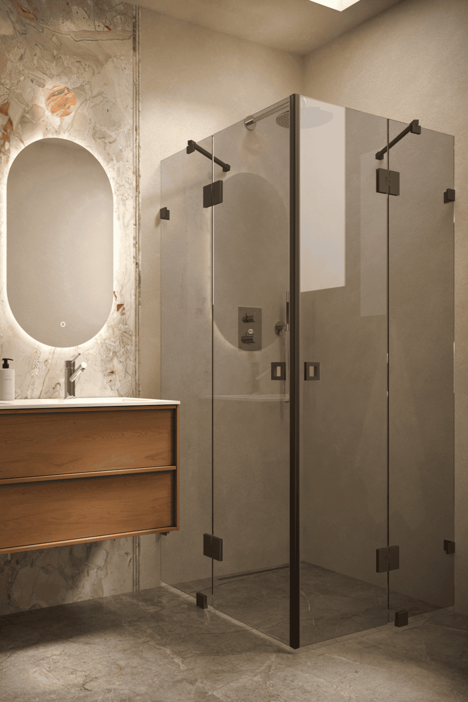 Shower enclosure Hietakari Vetro 548, black fittings, grey tinted glass Shower enclosure Hietakari Vetro 548, black fittings, grey tinted glass