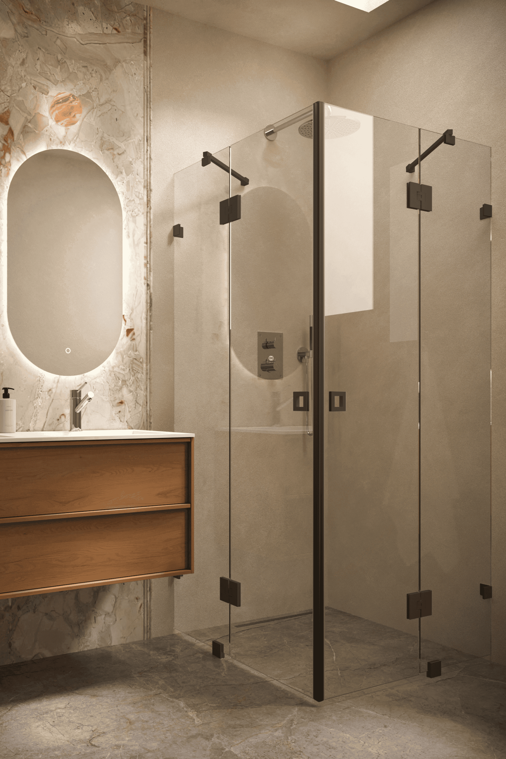 Shower enclosure Hietakari Vetro 548, black fittings, clear glass Shower enclosure Hietakari Vetro 548, black fittings, clear glass