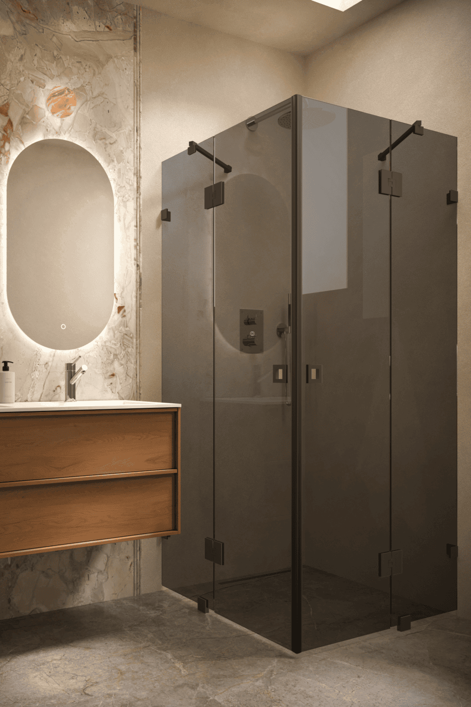 Shower enclosure Hietakari Vetro 548, black fittings, black glass Shower enclosure Hietakari Vetro 548, black fittings, black glass