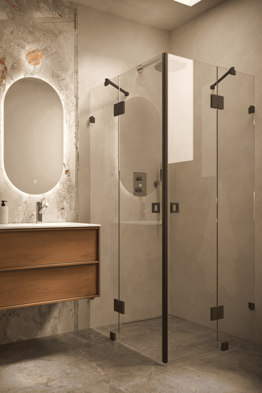 Shower enclosure Hietakari Vetro 548, black fittings, super bright glass Shower enclosure Hietakari Vetro 548, black fittings, super bright glass