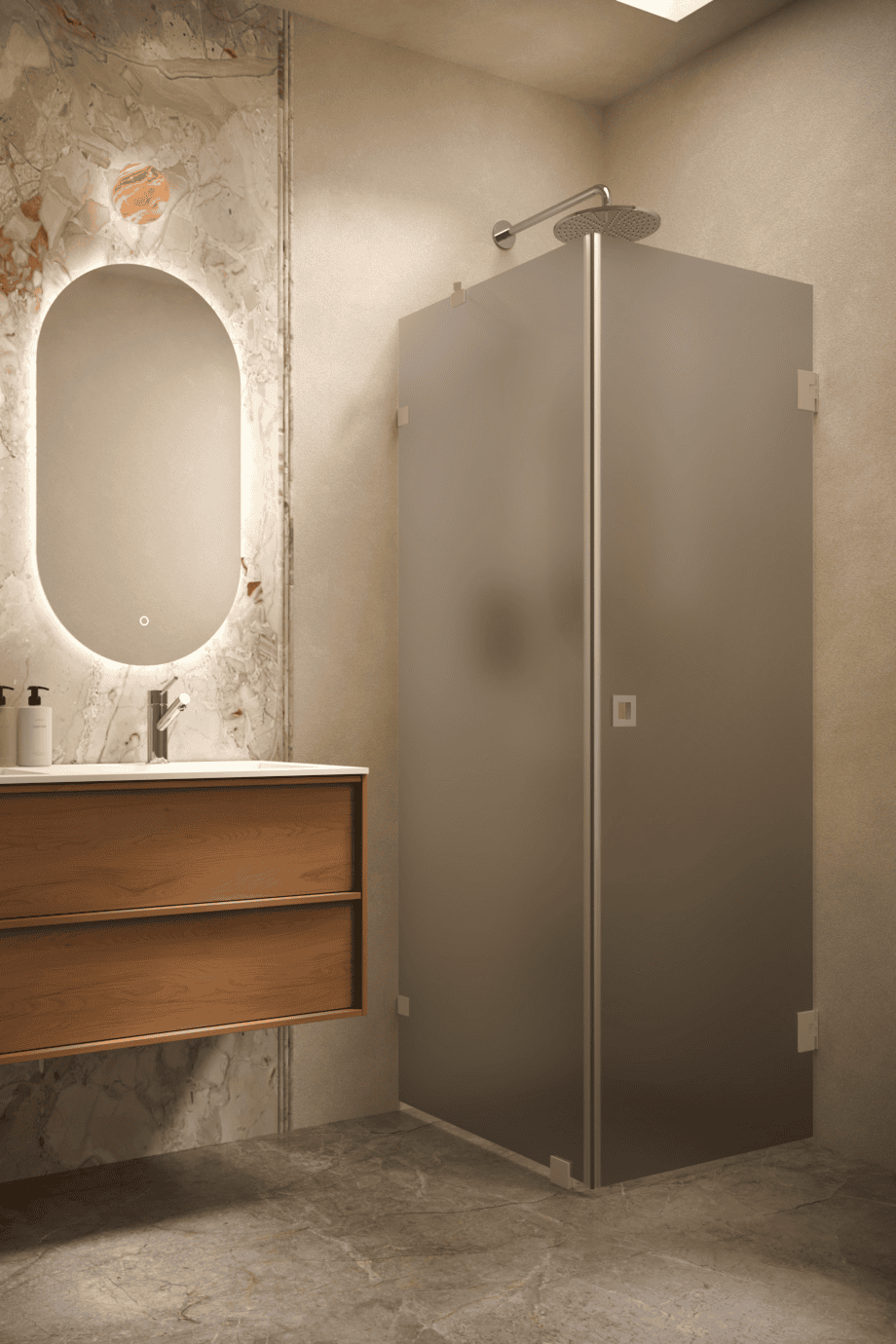 Shower enclosure Hietakari Vetro 548, Sand fittings, grey satin glass Shower enclosure Hietakari Vetro 548, Sand fittings, grey satin glass