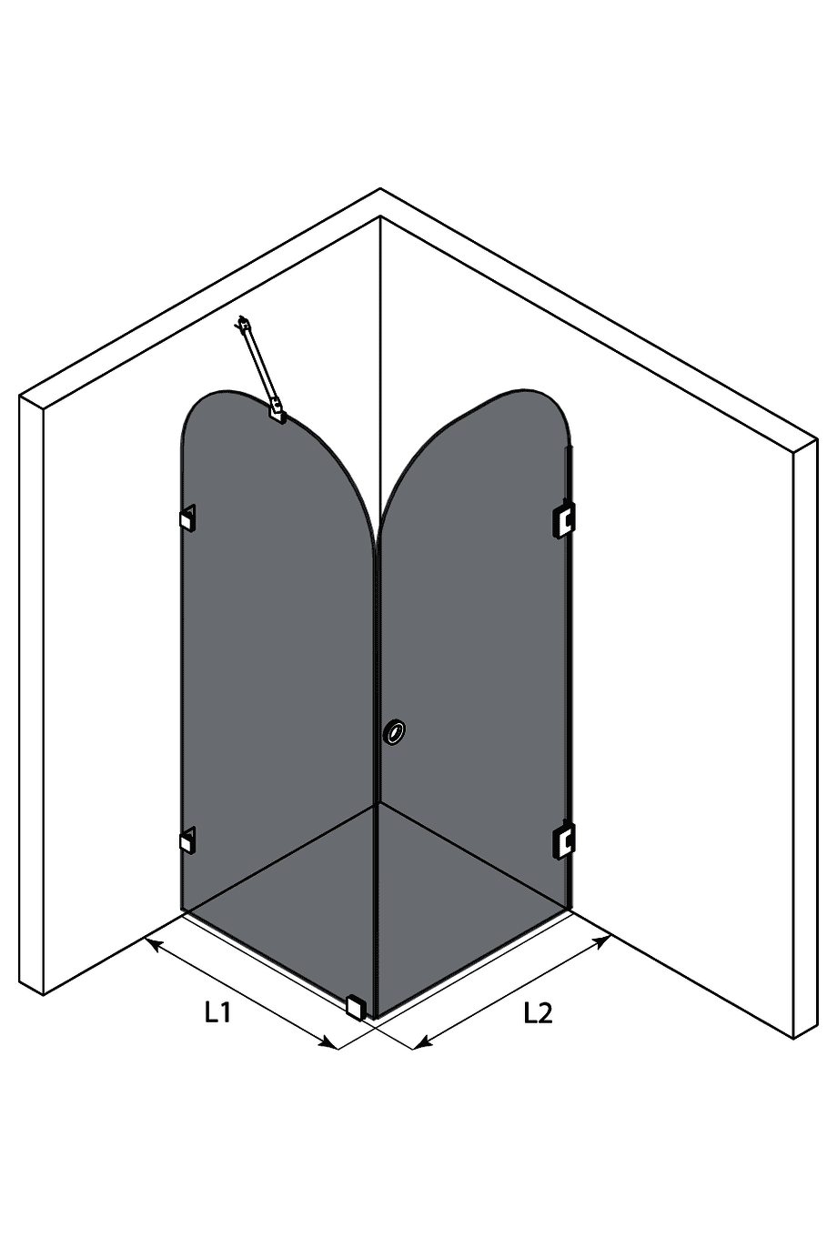 Shower enclosure Hietakari Vetro 566 – dimension drawing Shower enclosure Hietakari Vetro 566 – dimension drawing