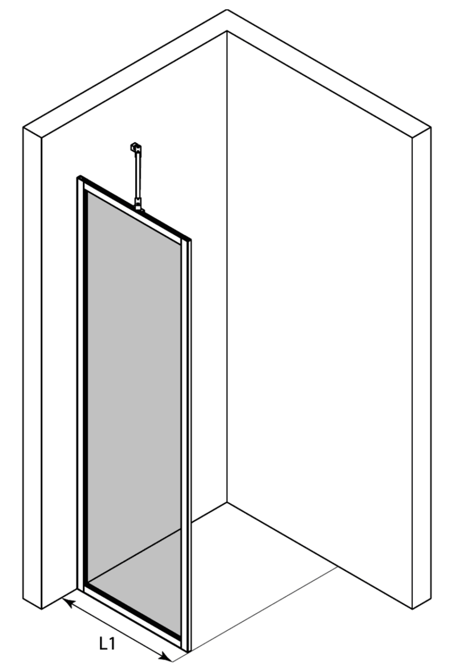 Fixed shower screen Hietakari Bläk 731 New York – 3D drawing Fixed shower screen Hietakari Bläk 731 New York – 3