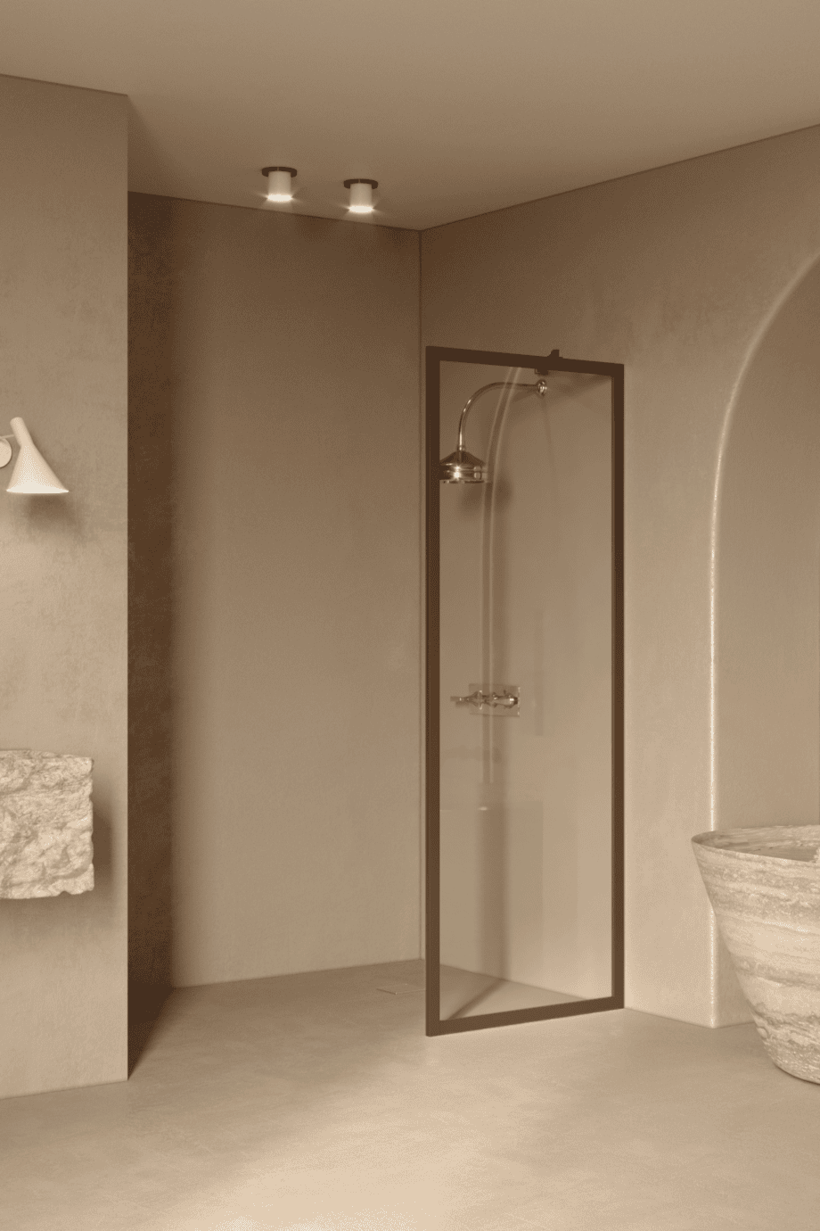 Fixed shower screen Hietakari Bläk 731 New York, Mocha frame, clear glass Fixed shower screen Hietakari Bläk 731 New York – 6