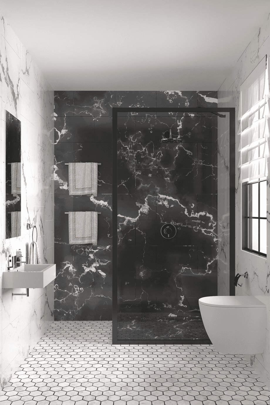 Fixed shower screen Hietakari Bläk 731 New York, black frame, clear glass Fixed shower screen Hietakari Bläk 731 New York – 4
