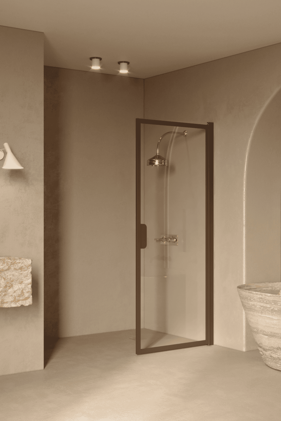 Hinged shower door Hietakari Bläk 732 New York, Mocha frame, clear glass Hinged shower door Hietakari Bläk 732 New York – 6