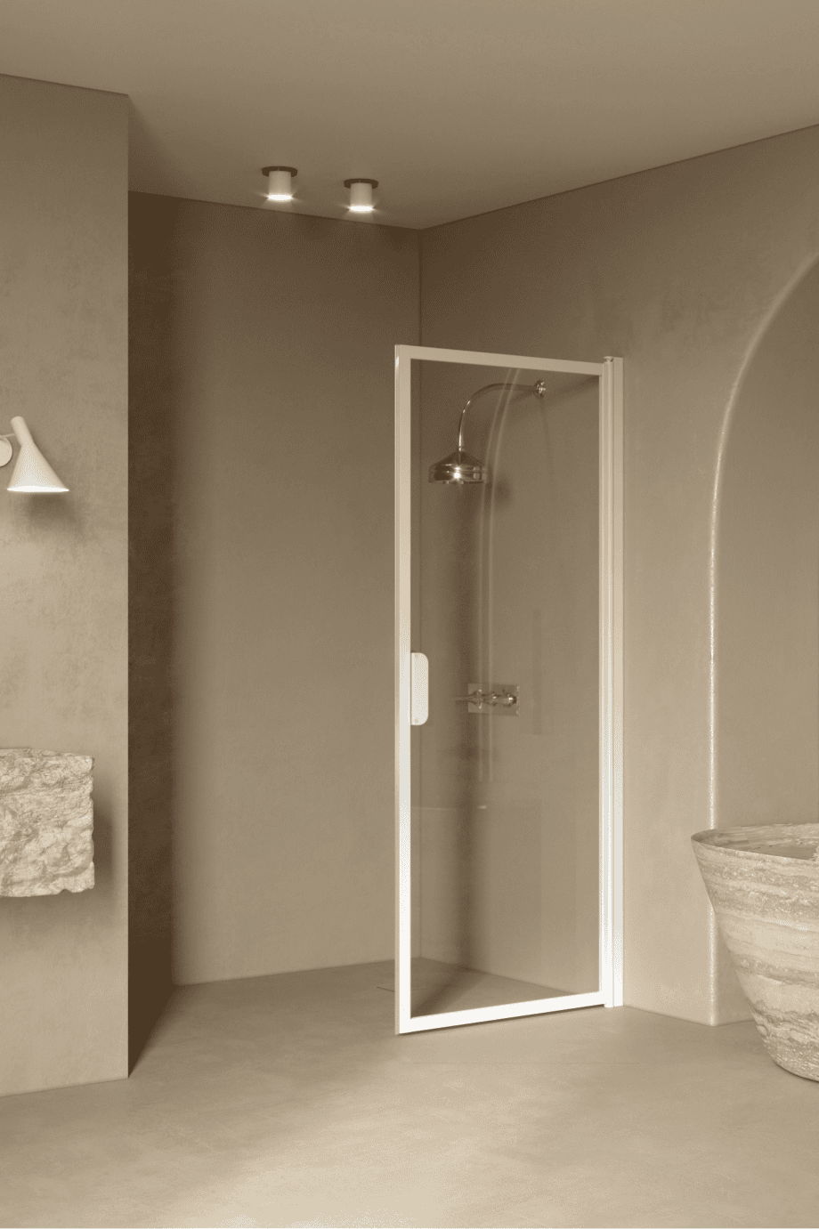 Hinged shower door Hietakari Bläk 732 New York, white frame, clear glass Hinged shower door Hietakari Bläk 732 New York