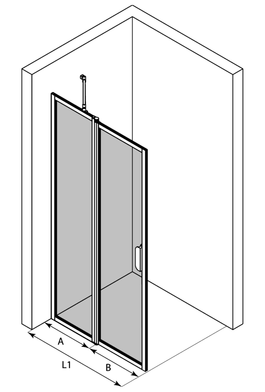 Hinged shower screen with fixed part Hietakari Bläk 733 New York – 3