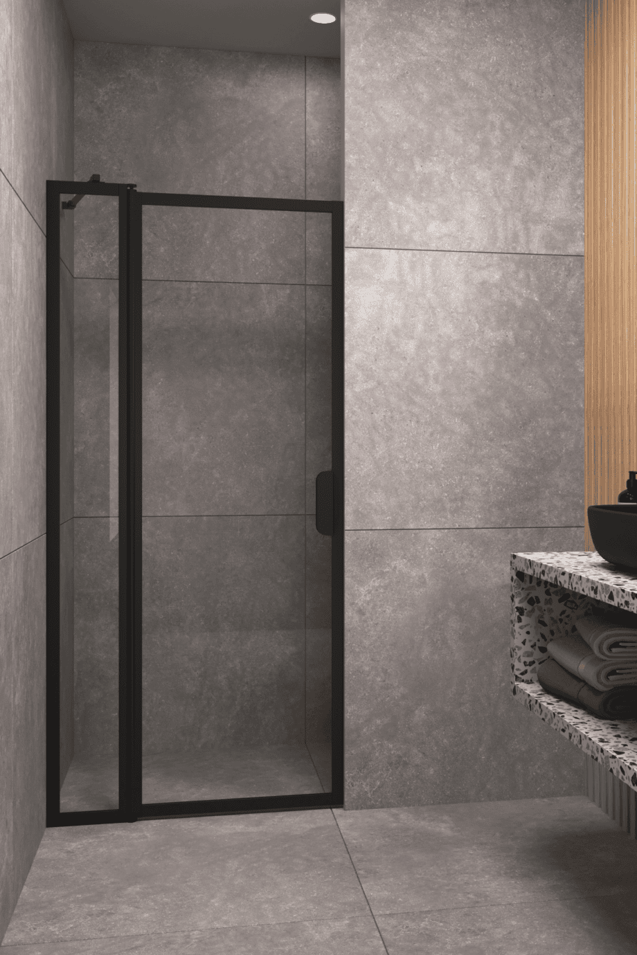 Hinged shower screen with fixed part Hietakari Bläk 733 New York – 4
