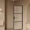 Hinged shower door Hietakari Bläk 735 Tokyo, Cocoa frame, reeded glass