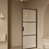 Hinged shower door Hietakari Bläk 735 Tokyo, Cocoa frame, satin frosted glass