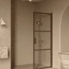 Hinged shower door Hietakari Bläk 735 Tokyo, Mocha frame, grey tinted glass