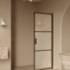 Hinged shower door Hietakari Bläk 735 Tokyo, Mocha frame, satin frosted glass