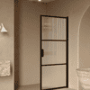 Hinged shower door Hietakari Bläk 735 Tokyo, black frame, reeded glass
