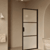 Hinged shower door Hietakari Bläk 735 Tokyo, black frame, satin frosted glass