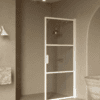 Hinged shower door Hietakari Bläk 735 Tokyo, white frame, grey tinted glass