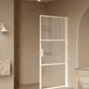 Hinged shower door Hietakari Bläk 735 Tokyo, white frame, reeded glass