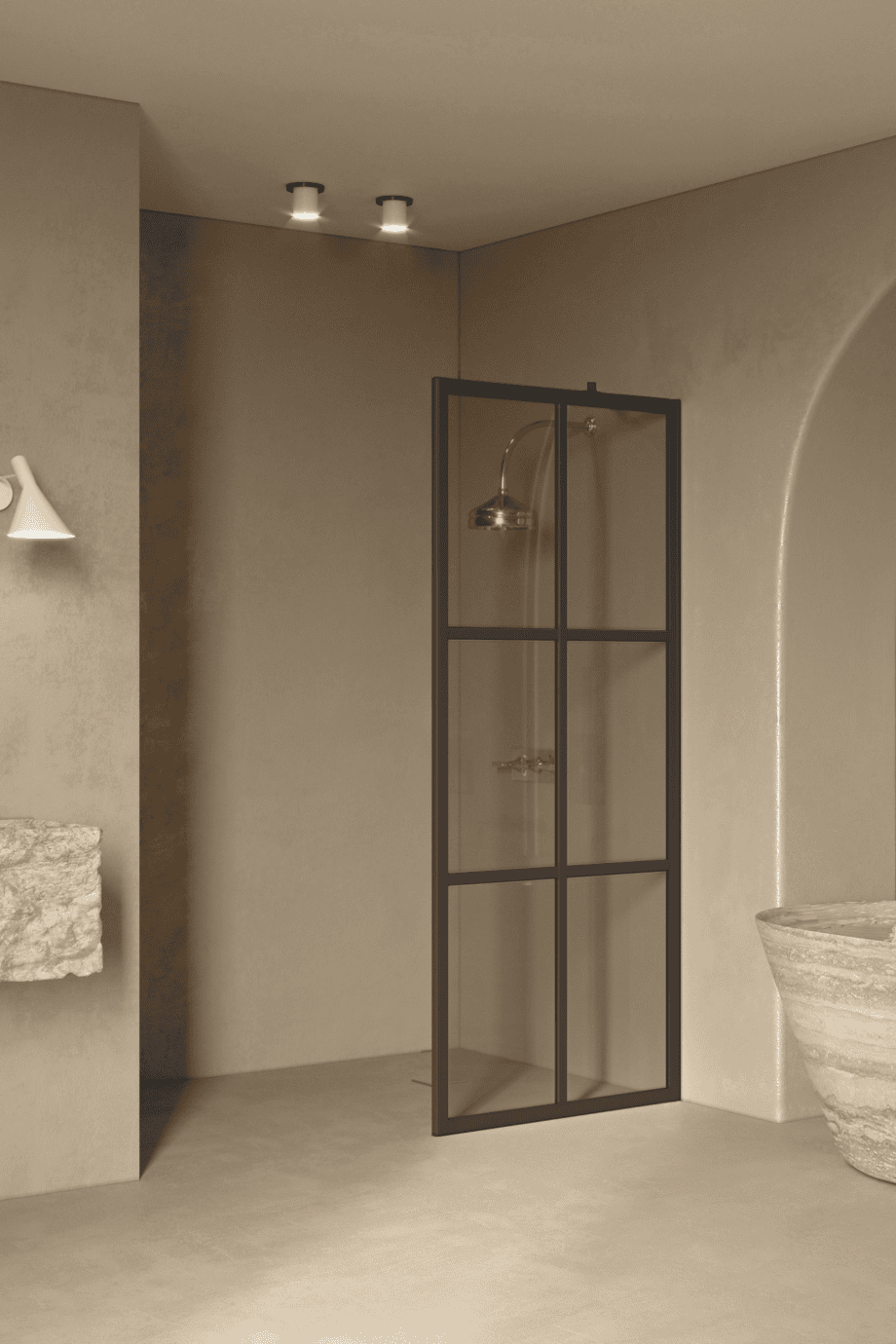 Fixed shower screen Hietakari Bläk 737 Paris, Cocoa frame, bronze tinted glass