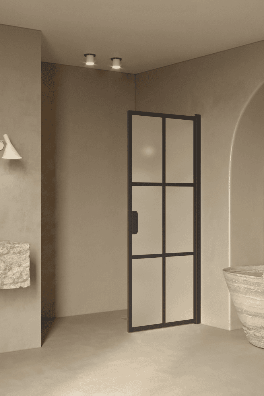 Hinged shower door Hietakari Bläk 738 Paris, Cocoa frame, satin frosted glass Hinged shower door Hietakari Bläk 738 Paris, Cocoa frame, satin frosted glass