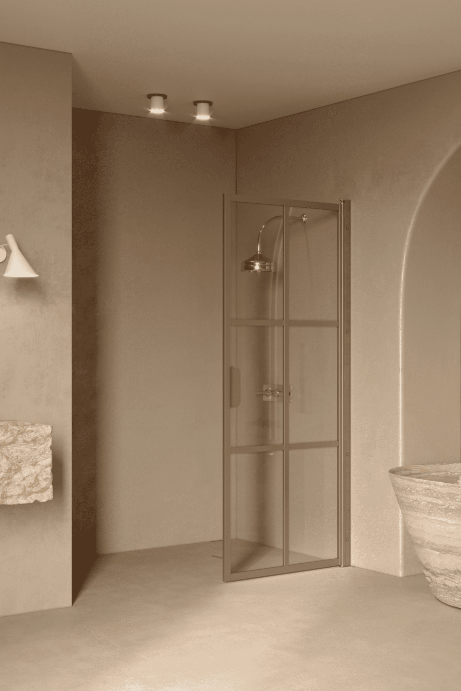 Hinged shower door Hietakari Bläk 738 Paris, Sand frame, clear glass Hinged shower door Hietakari Bläk 738 Paris – 5