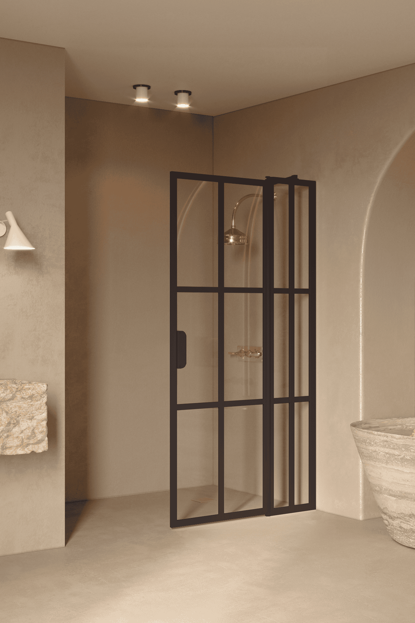 Hinged shower screen with fixed part Hietakari Bläk 739 Paris – 7