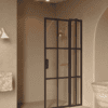 Hinged shower screen with fixed part Hietakari Bläk 739 Paris, Cocoa frame, reeded glass Hinged shower screen with fixed part Hietakari Bläk 739 Paris, Cocoa frame, reeded glass