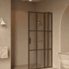 Hinged shower screen with fixed part Hietakari Bläk 739 Paris, Mocha frame, grey tinted glass Hinged shower screen with fixed part Hietakari Bläk 739 Paris, Mocha frame, grey tinted glass