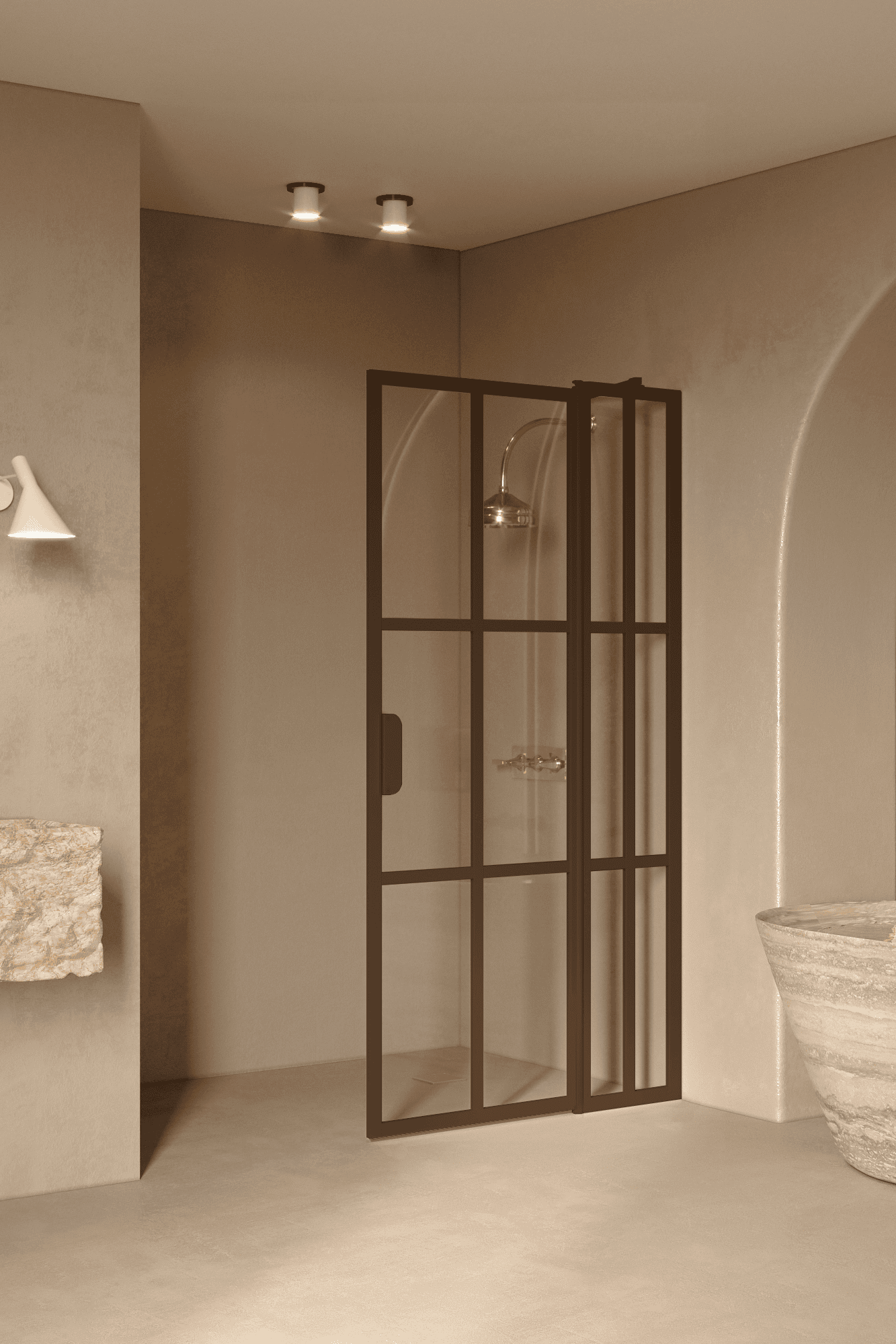 Hinged shower screen with fixed part Hietakari Bläk 739 Paris – 6