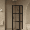 Hinged shower screen with fixed part Hietakari Bläk 739 Paris, black frame, grey tinted glass Hinged shower screen with fixed part Hietakari Bläk 739 Paris, black frame, grey tinted glass