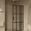 Hinged shower screen with fixed part Hietakari Bläk 739 Paris, black frame, reeded glass Hinged shower screen with fixed part Hietakari Bläk 739 Paris, black frame, reeded glass